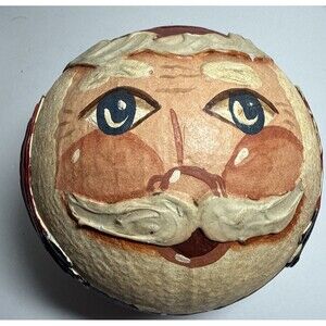 Round Paper Mache Santa Head  with Ring to sit on - Hand Painted
